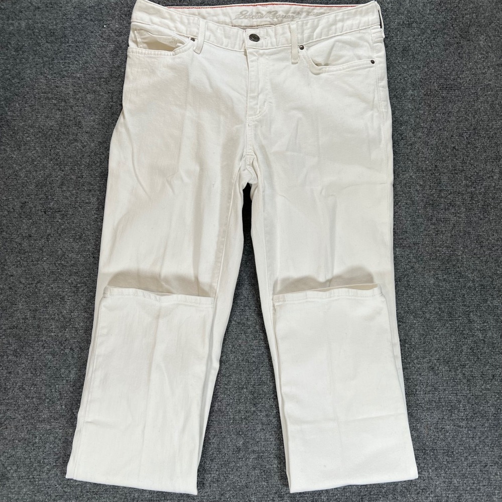 Eddie Bauer Slightly Curvy Straight Leg Jeans Womens 8 White Denim Pants Classic